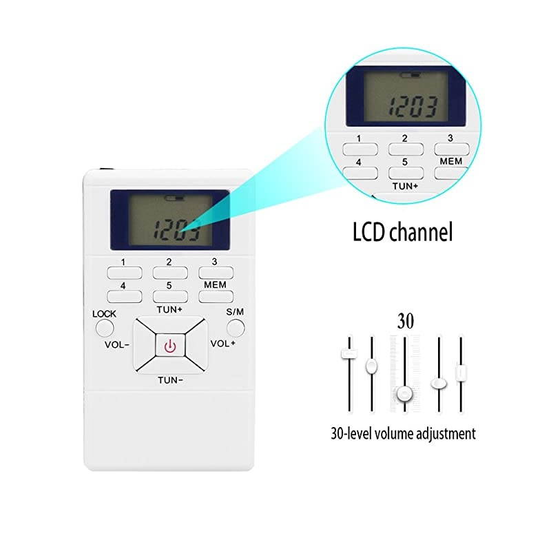 Portable Radio With Headphones,  Pocket FM Radio Mini Digital Tuning Walkman Radio, Earphone, Lock Screen for Walk/Jogging/Gym/Camping