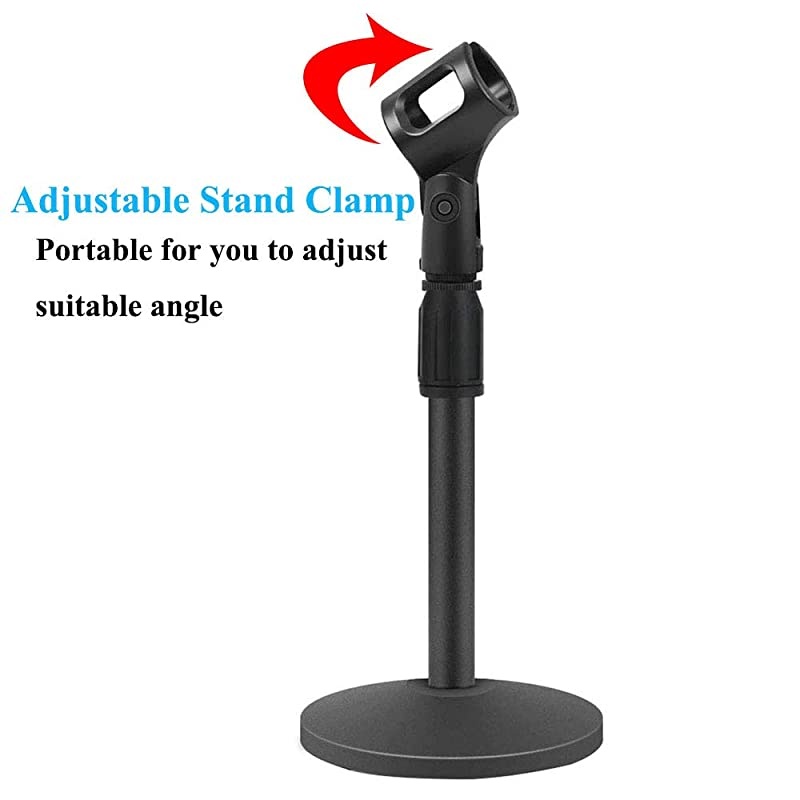 Microphone Stand, Heavy Duty Table Desk Microphone Stand with Non-Slip Metal Base, Adjustable Tabletop Mic Stand for Blue Yeti Snowball Spark & Other Microphone