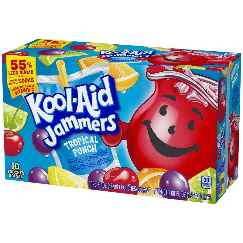 Kool-Aid Jammers Tropical Punch Juice Drinks - 10pk/6 fl oz Pouches