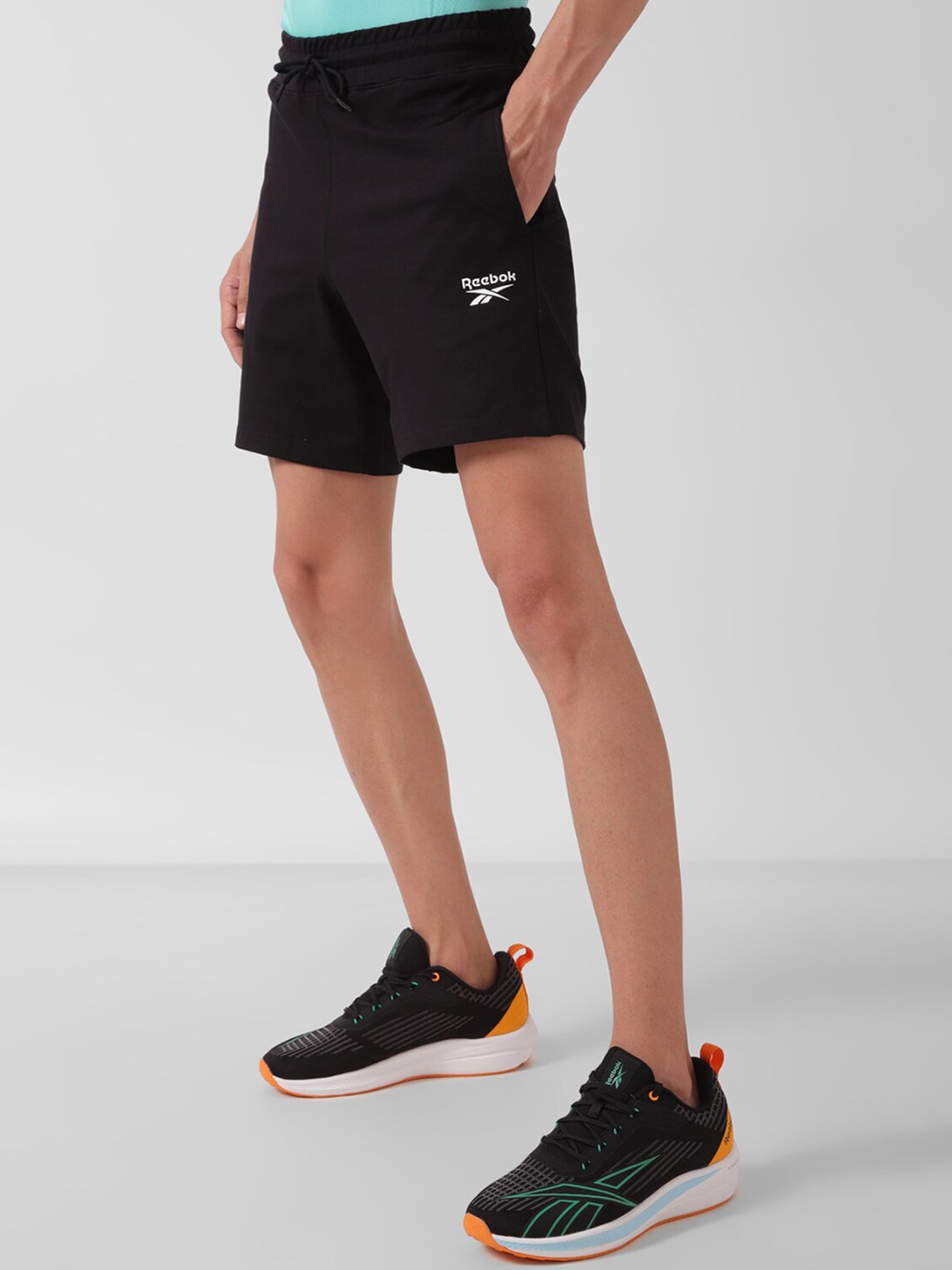 Reebok Training Black Regular Fit Logo Print Sports Shorts