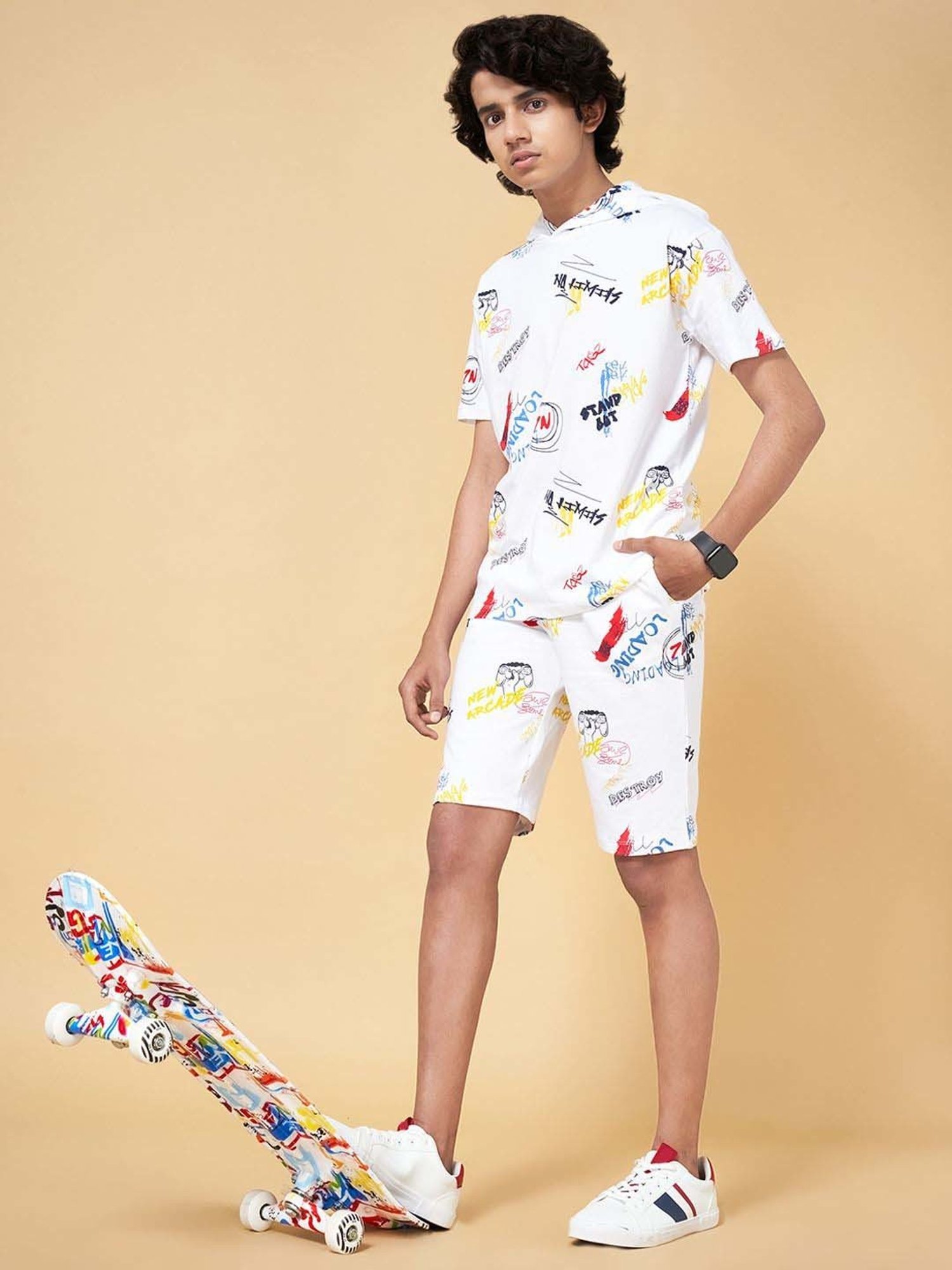 Coolsters by Pantaloons Kids White Cotton Printed Shorts