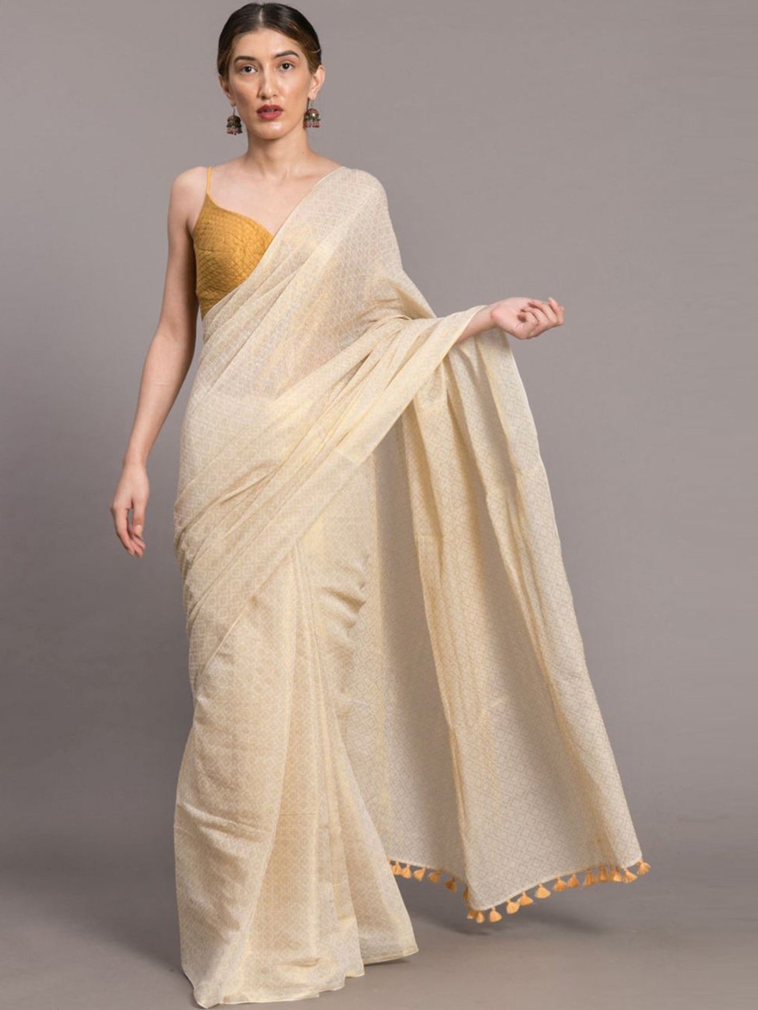 Unnati Silks Red Silk Printed Saree With Unstitched Blouse