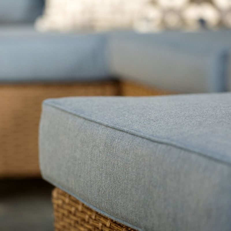 Nolin 3pc Sectional Weathered Brown Frame Sunbrella Spectrum Denim Fabric - La-Z-Boy