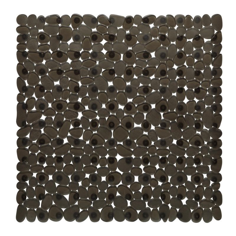 Carnation Home Fashions Stall Size"Pebbles" Vinyl Bath Mat in natural / black.