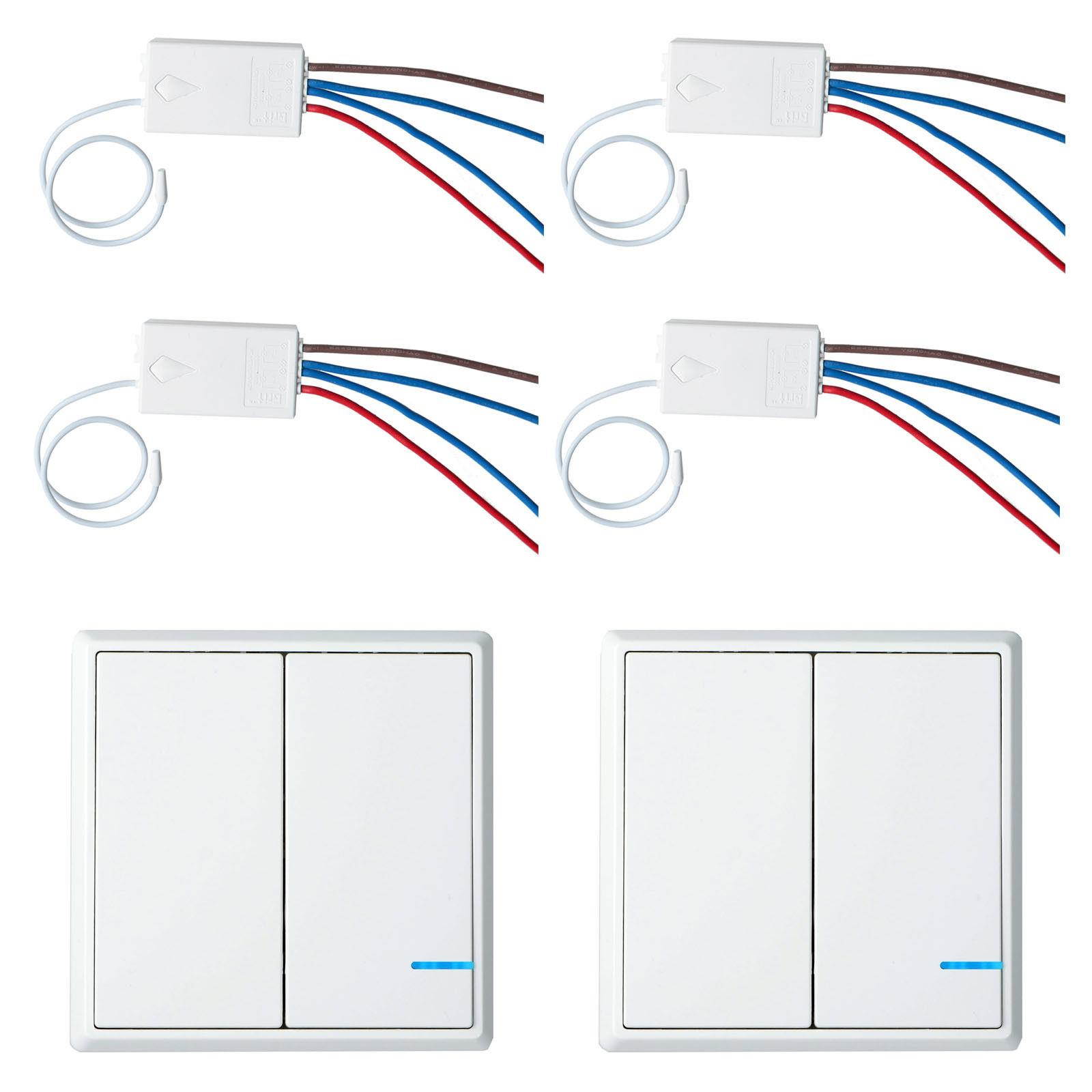 GREENCYCLE 2 PK 2-way Wireless Switch & 4 PK Remote Receiver Control Lamp ON/OFF Controller