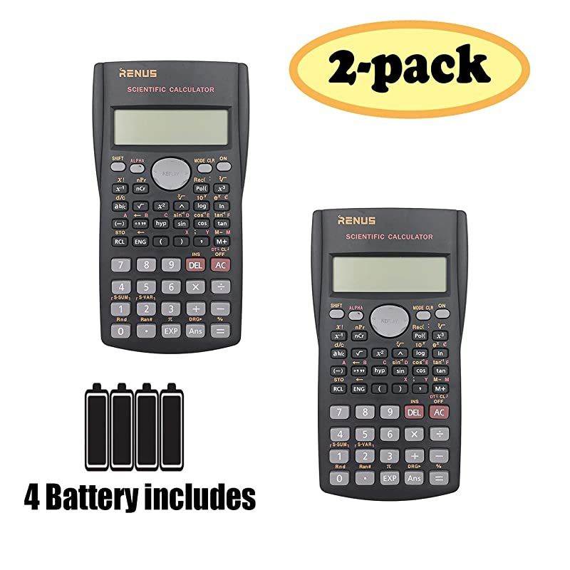2 Packs 2Line Engineering Scientific Calculator Function Calculator for Student and Teacher 4 AAA Batteries Included