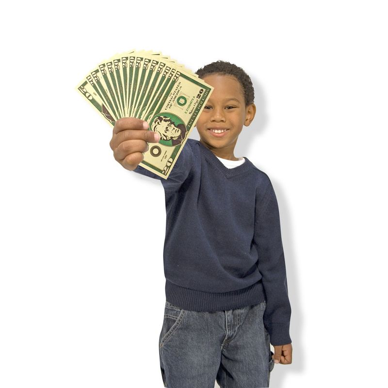 Melissa & Doug Play Money Set - Educational Toy With Paper Bills and Plastic Coins (50 of each denomination) and Wooden Cash Drawer for Storage