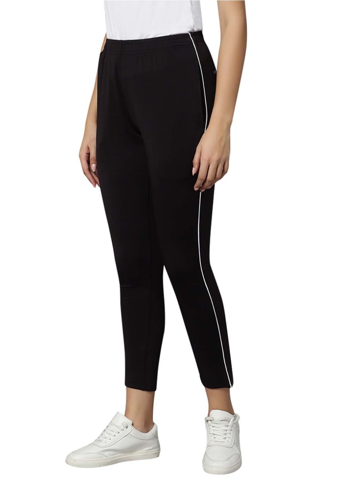 Omtex Black Mid Rise Sports Track Pants