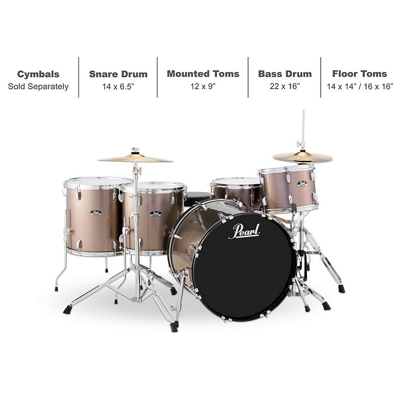 Pearl Roadshow 5-Piece Rock Drum Kit - Cymbals Not Included Bronze Metallic
