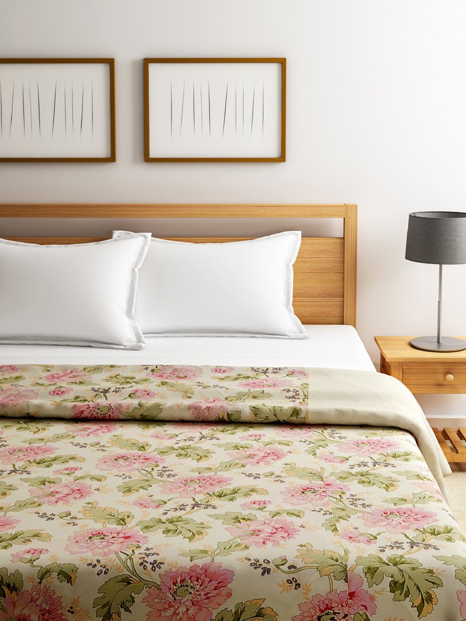 Maspar Vincent Green & Blue Cotton 120 TC Reversible Quilt - Set of 1