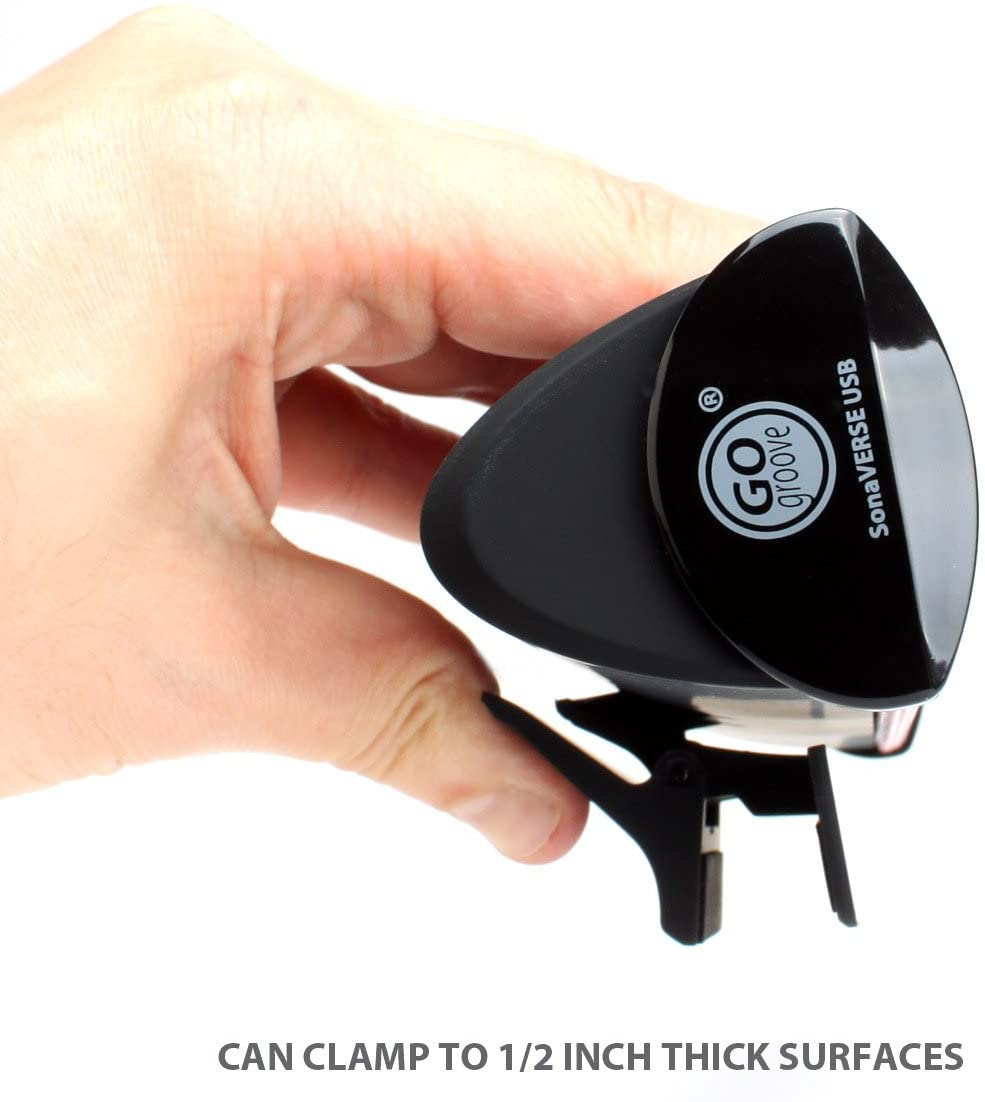 GOgroove SonaVERSE USB 3796908 Laptop Speaker Soundbar 2.0 with Clip-On Portable Design (Black) - Works with Acer, Apple, ASUS, Dell, HP, Samsung and More Computers