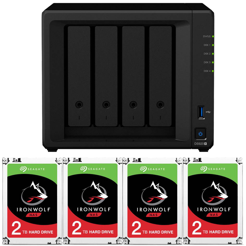 Synology DS920+ DiskStation with 8GB RAM and 16TB (4 x 4TB) of Seagate Ironwolf NAS Drives Fully Assembled and Tested By CustomTechSales