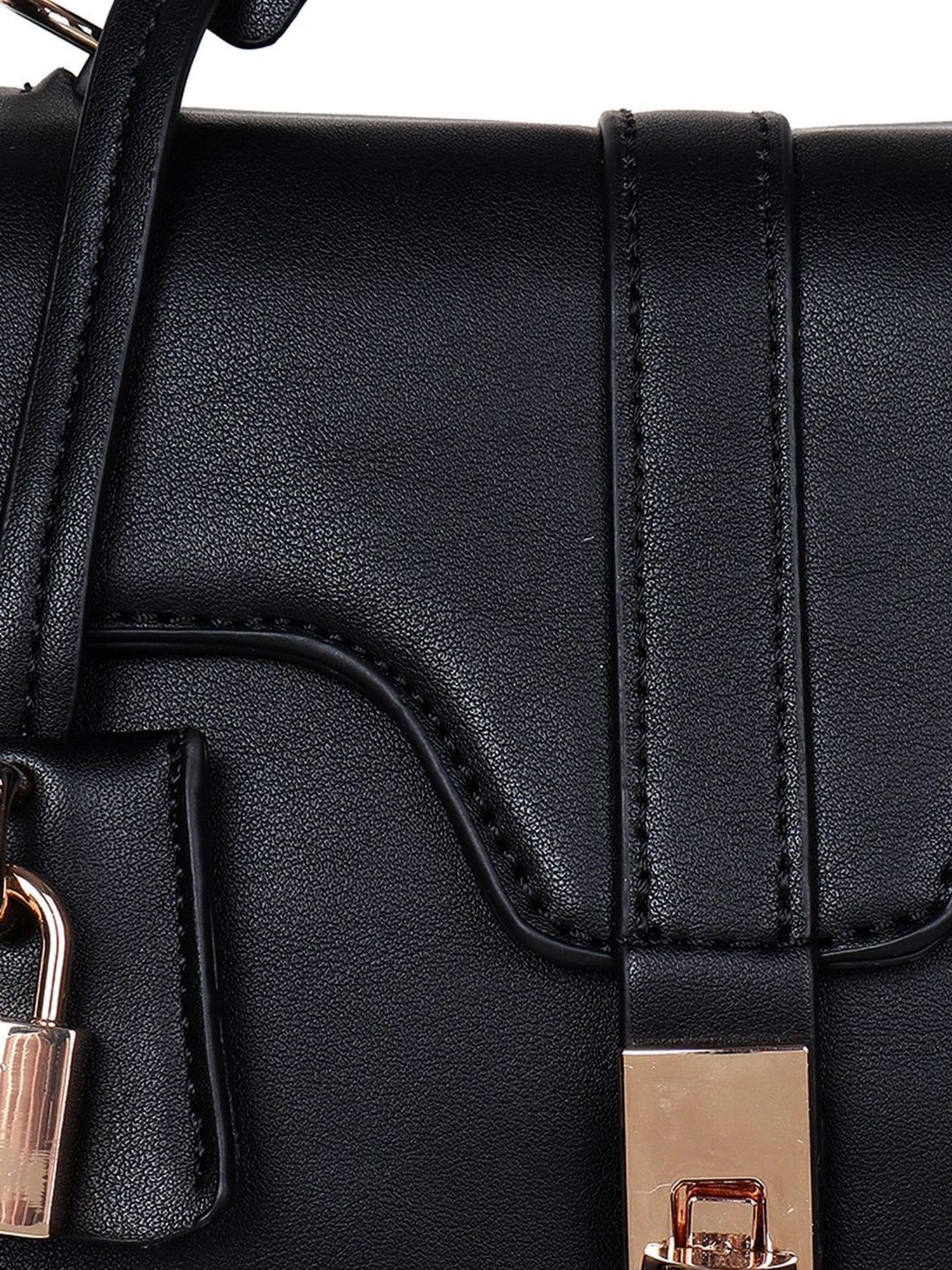 Carlton London Black Solid Medium Handbag