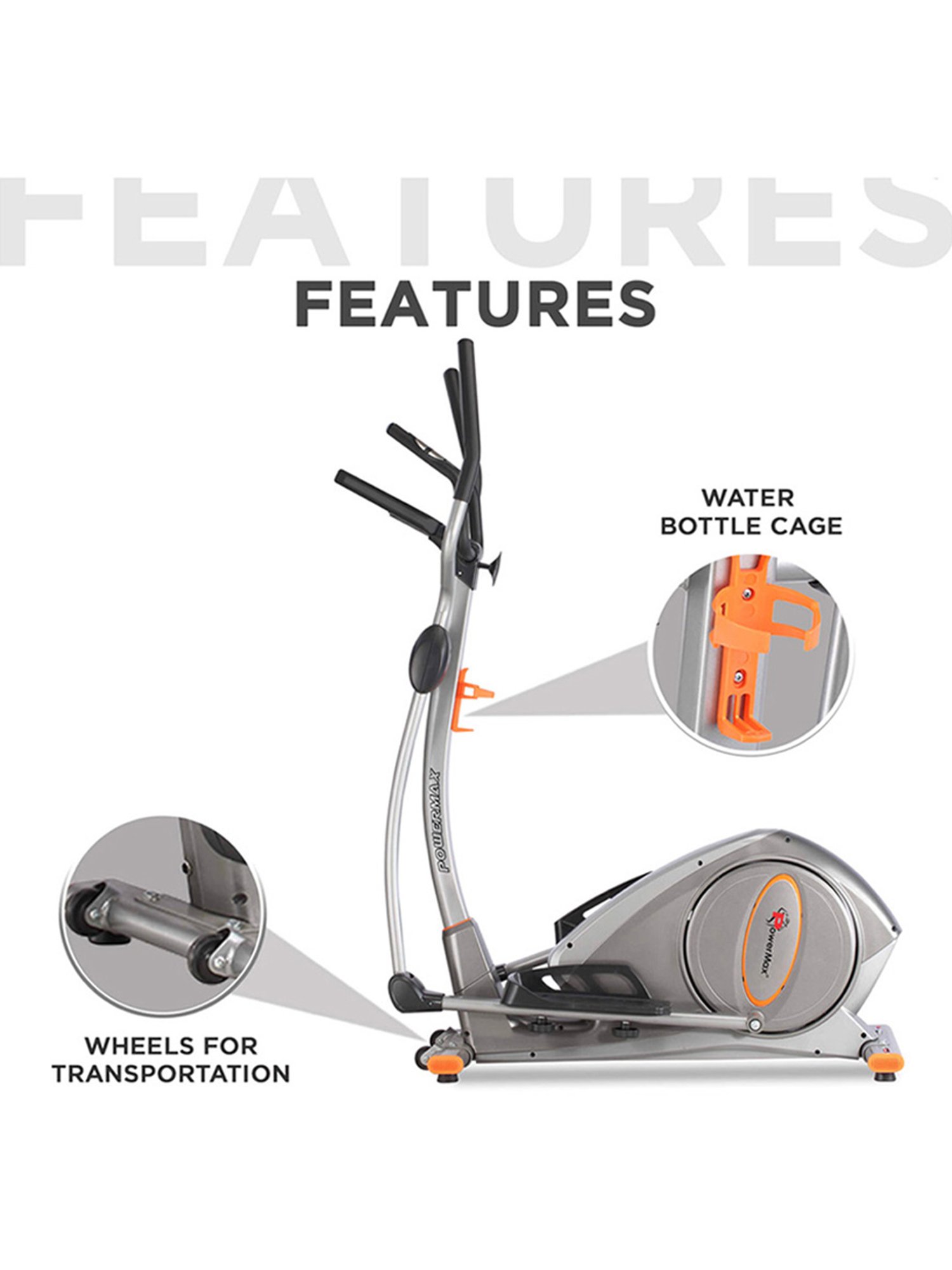 PowerMax Fitness EH-750 Elliptical Trainer (Silver)