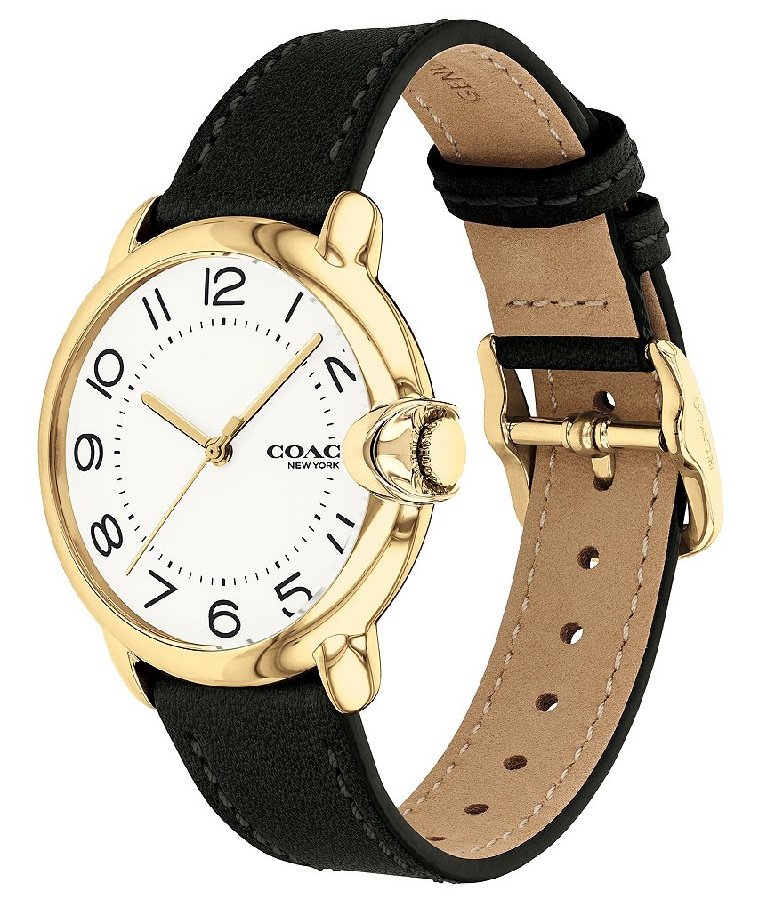 COACH Arden Black Leather Strap Watch
