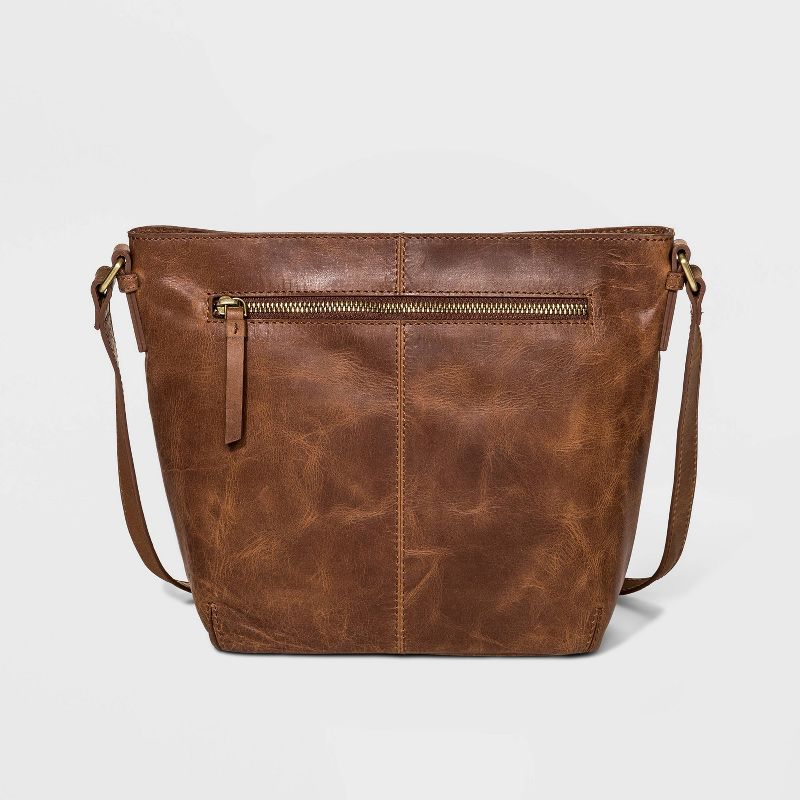 Bolo Zip Closure Embossed Crossbody Bag - Brown
