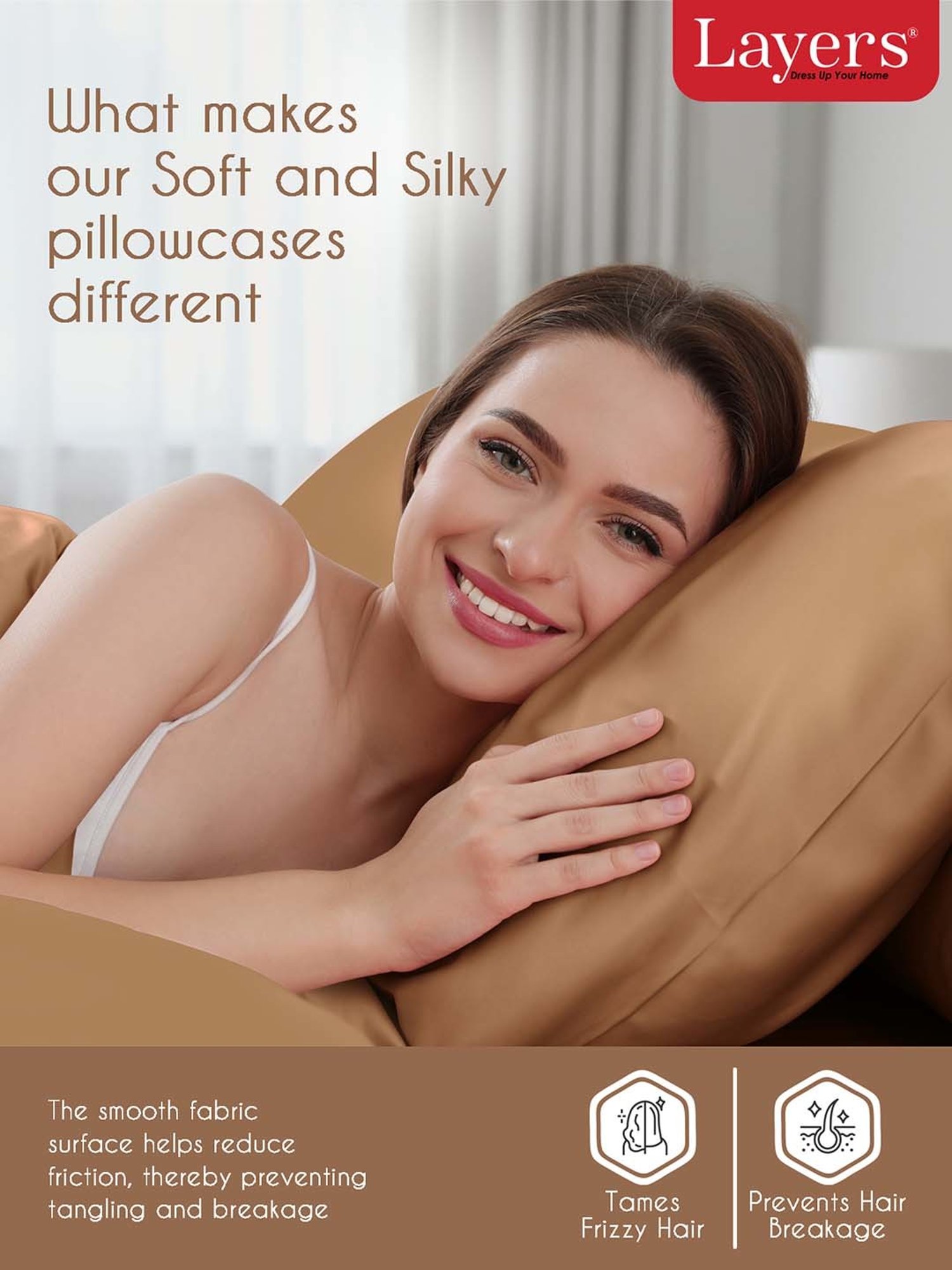 Layers Copper 85 GSM Micro Satin Silk Pillow Covers - Set of 2