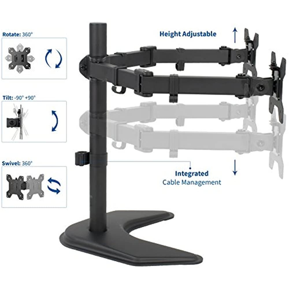 VIVO Full Motion Dual Monitor Free-Standing Desk Stand VESA Mount Double Joints | Holds 13" to 32" Screens (STAND-V102K)