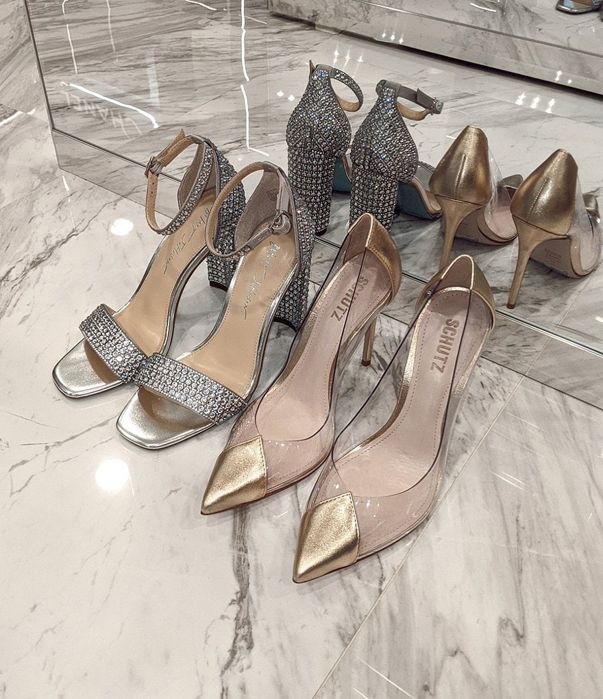 Blue by Betsey Johnson Rina Oversized Rhinestone Embellished Ankle Strap Dress Sandals