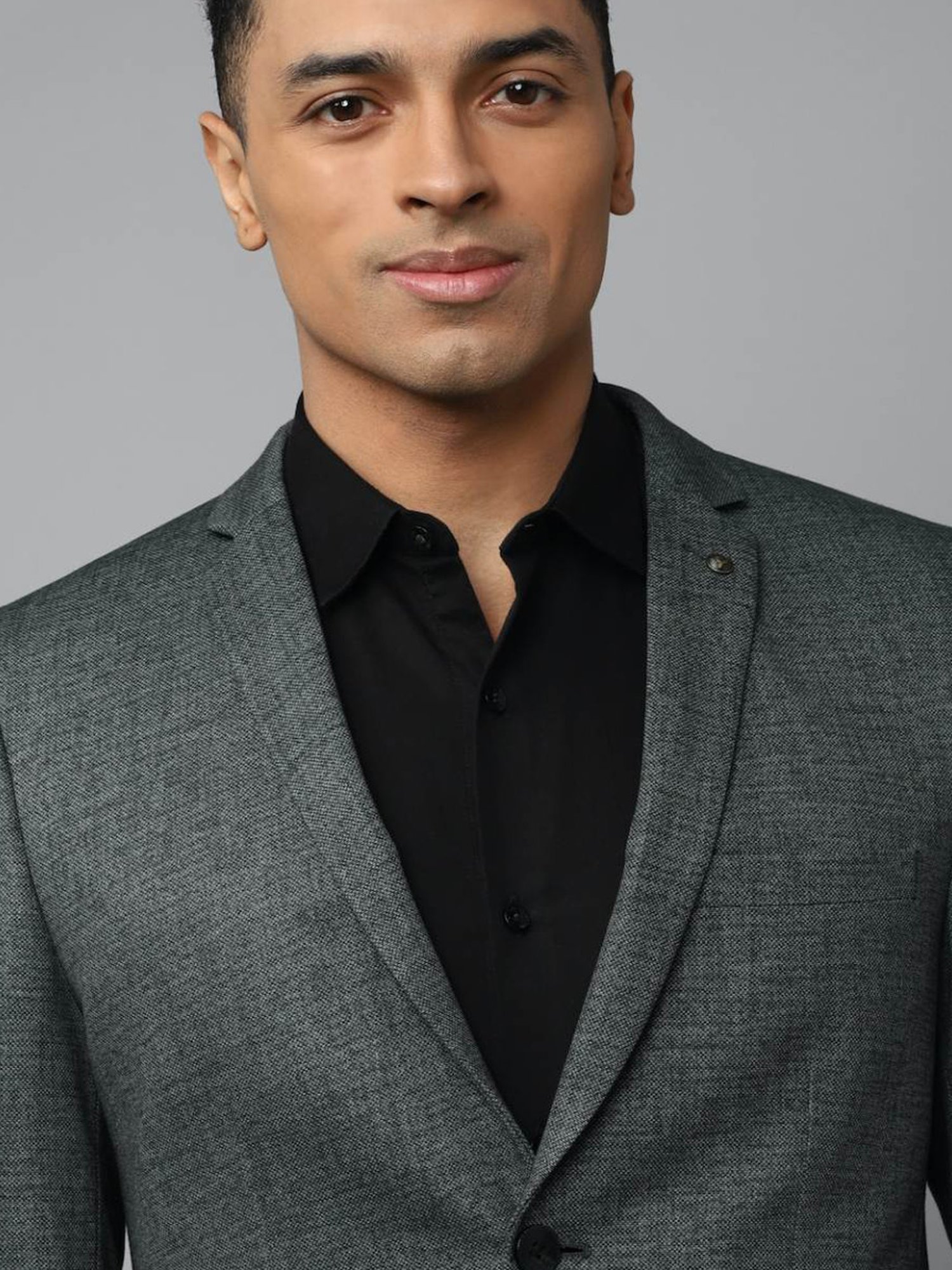 Allen Solly Grey Slim Fit Texture Blazer