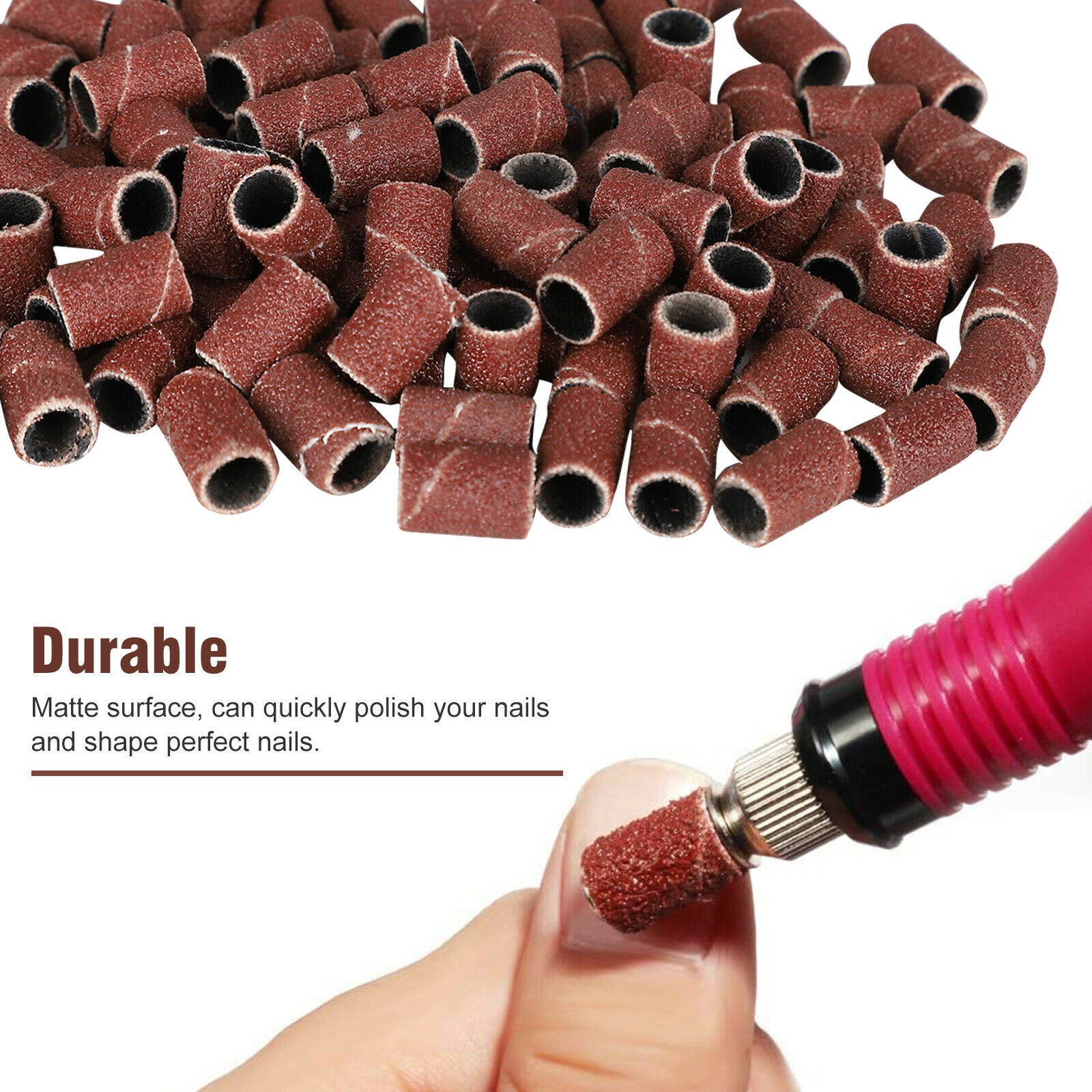 100 Pieces Extra Coarse Grit #80 Sanding Bands for Nail Drill Bits File Manicure