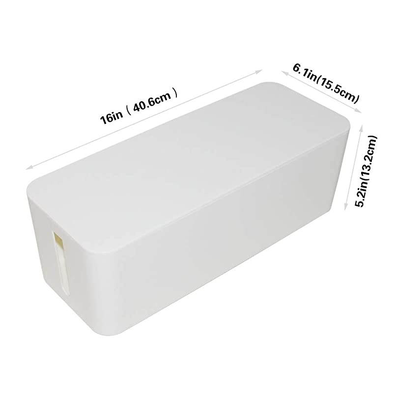 Management Box Organizer 525 x 62 x 16inLarge Storage for Desk TV Computer USB Hub System to Cover and Hide Power Strips Surge Protector Cords + Wire Ties White
