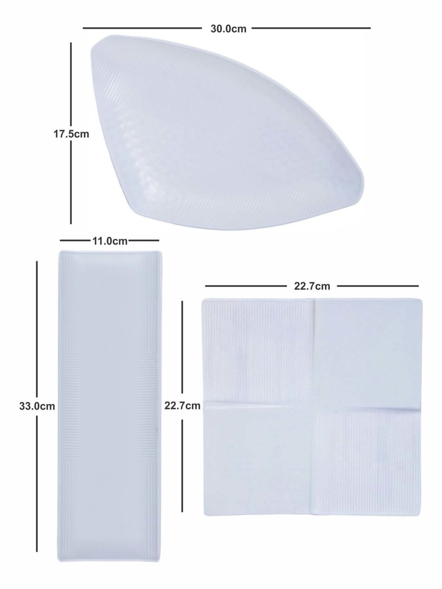 Servewell White Melamine Matte 3 Serving Platter