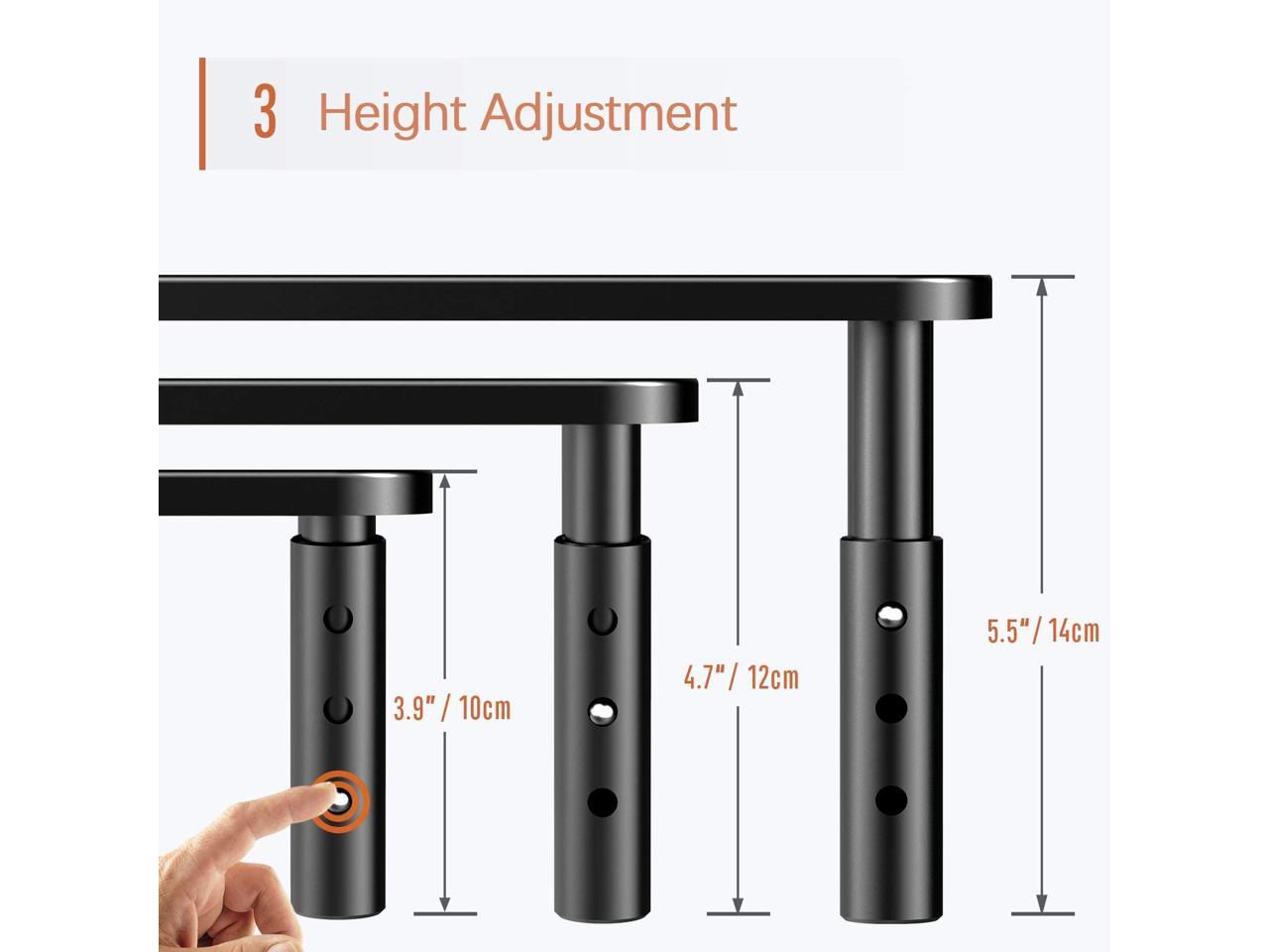 PUTORSEN Monitor Stand Riser with Vented Metal 3 Height Adjustable Dual Monitor Stand for Computer, Laptop, iMac, PC, Printer, Desktop Ergonomic Monitor Riser Stand with Non-Skid Rubber 2 Pack