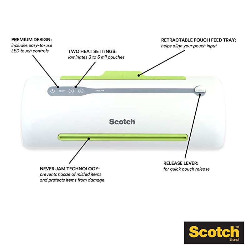 Pro Thermal Laminator Never Jam Technology Automatically Prevents Misfed Items 2 Roller System 9 inch TL906
