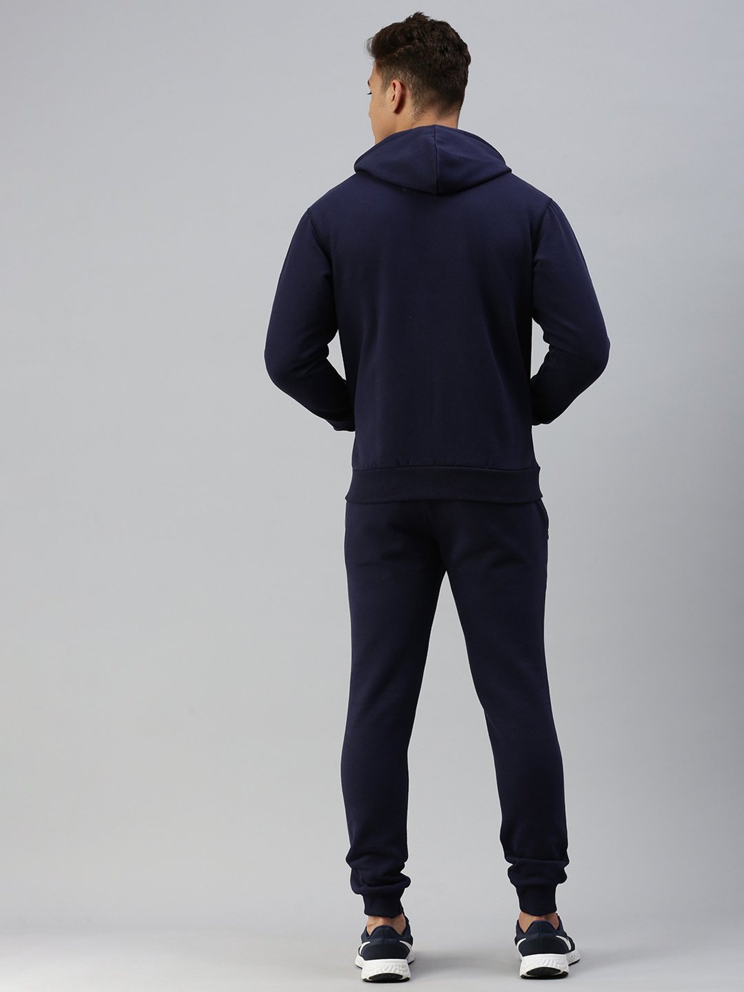 Sporto Navy Regular Fit Hooded Jacket and Joggers Set