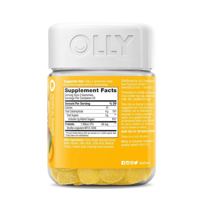 OLLY Probiotic Chewable Gummies - Tropical Mango - 50ct