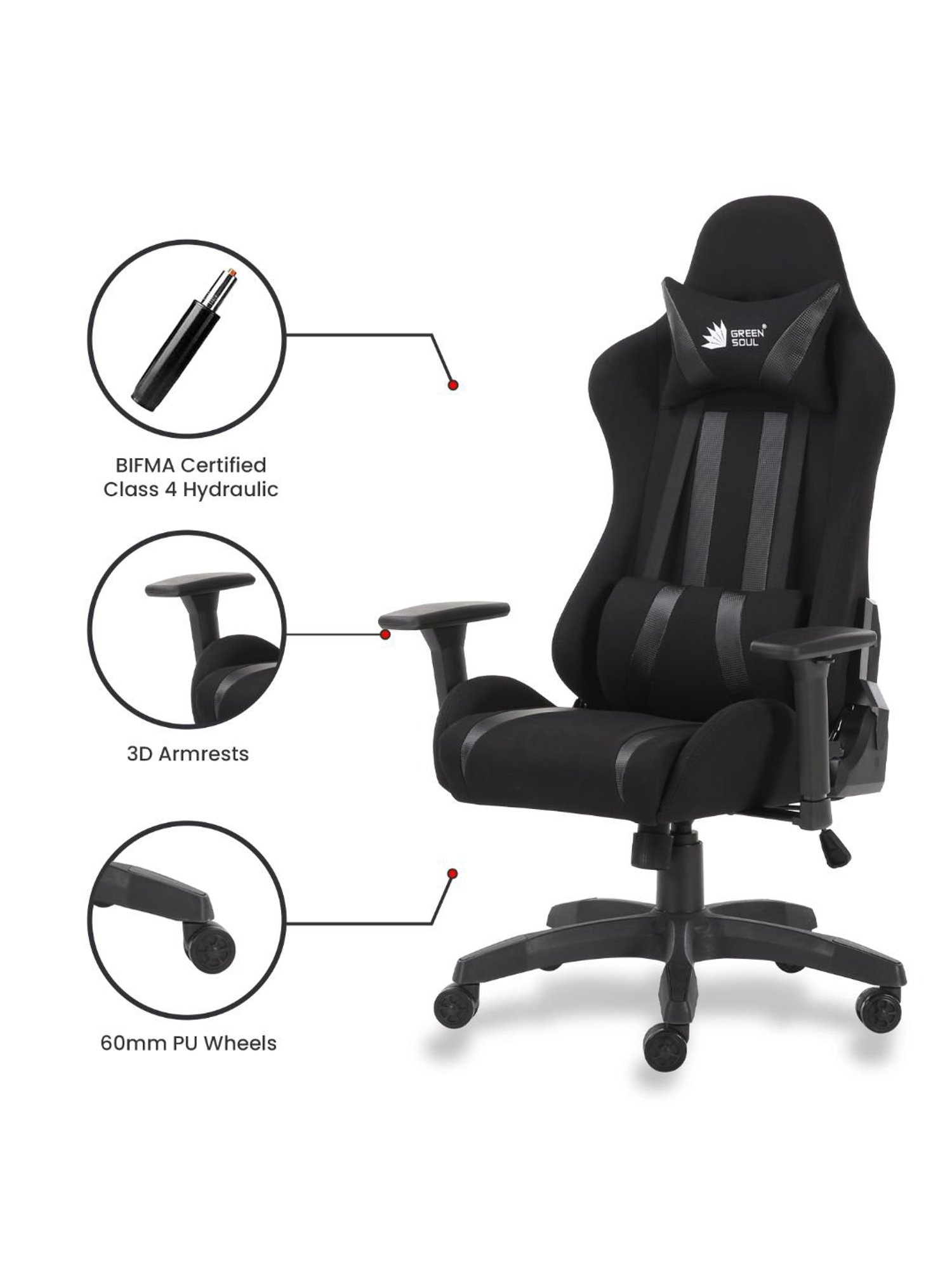 Green Soul Beast Black PU Leather Gaming Chair