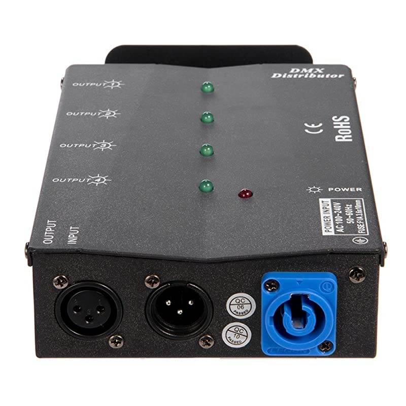 4 Way Isolated DMX Splitter Amplifier Distributor with 3-Pin Outputs