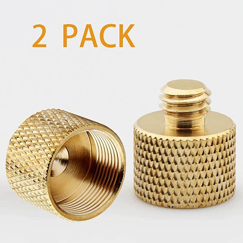 58quot27 Internal Thread to 38quot 16 External Thread Adapter for Microphone Stand Tripod Screw Adapter Converter Stand Screw2 PiecesBrass