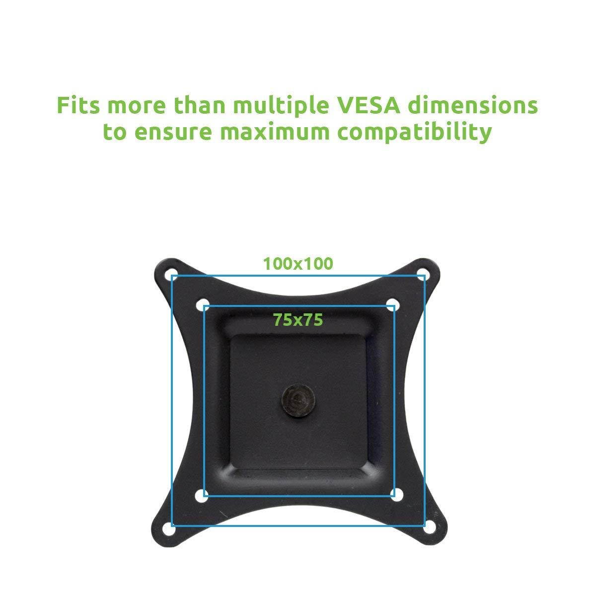 NavePoint Triple LCD Monitor Curved Mount Stand C-Clamp With Adjustable Tilt Holds 3 Monitors Up To 24-Inches Black