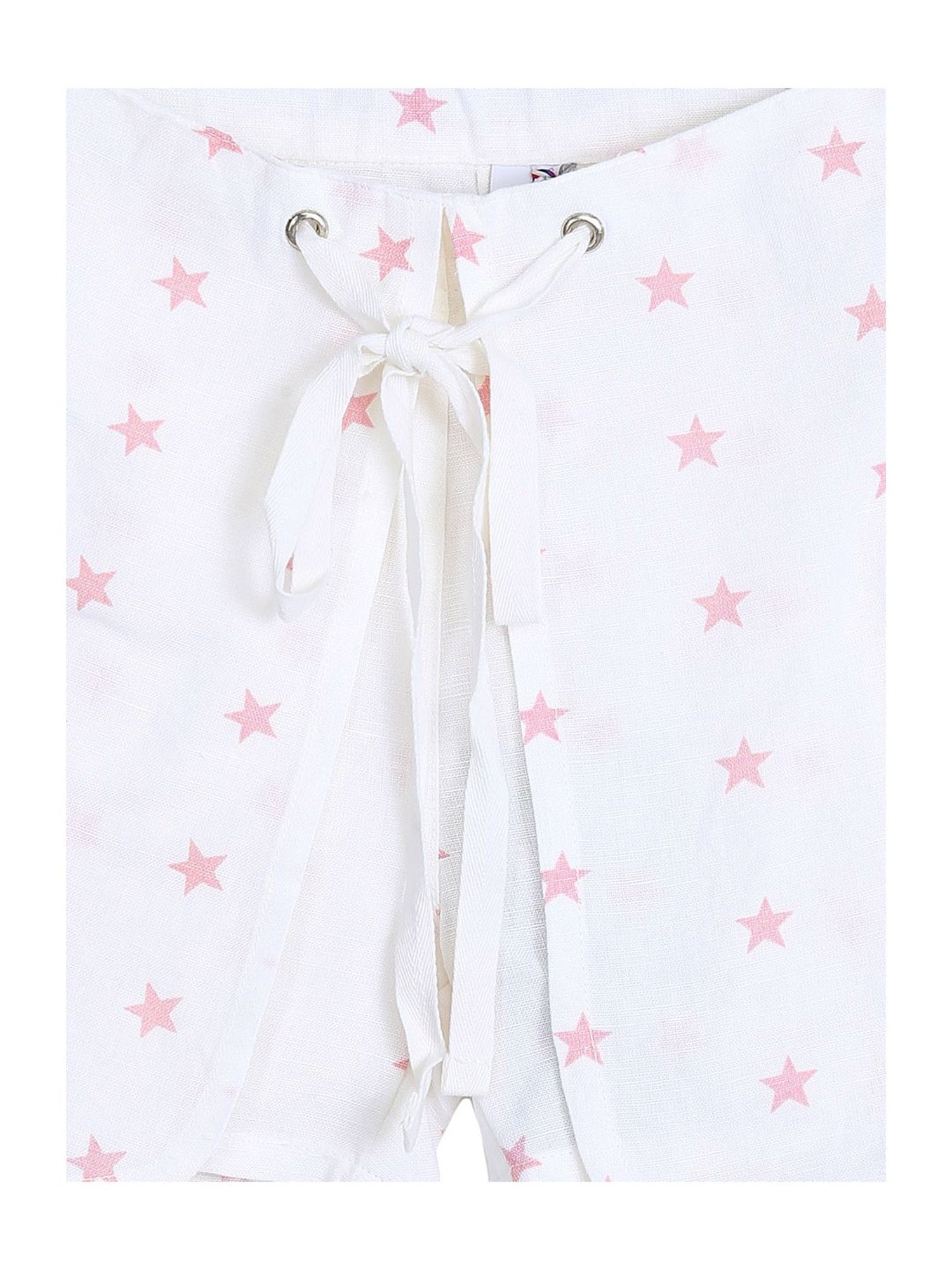 Elle Kids Off White Cotton Printed Shorts