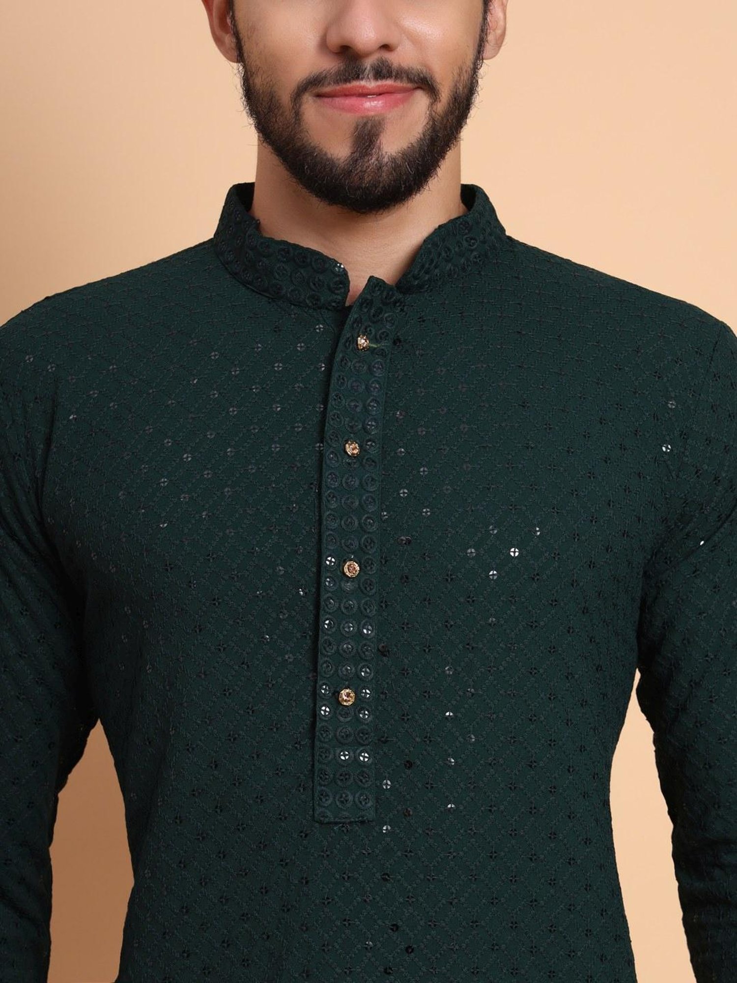 SWAGG INDIA Dark Green Regular Fit Embroidered Kurta