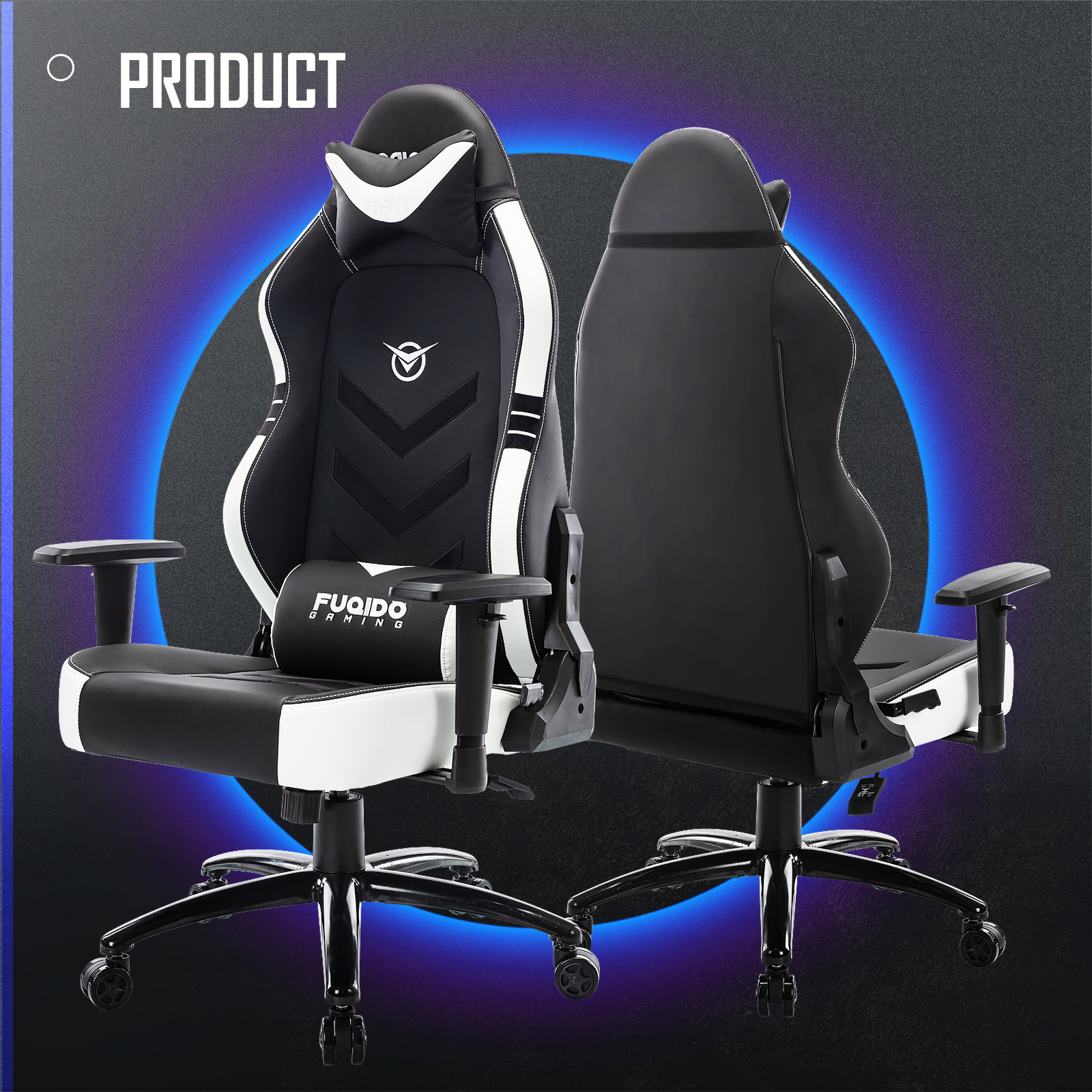 COLAMY Gaming Chair, Big & Tall Computer Chair Fluorescent Racing Style Desk Office Chair Wide Seat Height Adjustment Swivel Task Chair with Headrest and Lumbar Support(Black/Grey/Red/Blue/White/Pink)