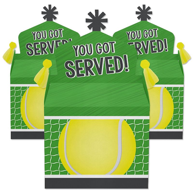 Big Dot of Happiness You Got Served - Tennis - Treat Box Party Favors - Baby Shower or Tennis Ball Birthday Party Goodie Gable Boxes - Set of 12