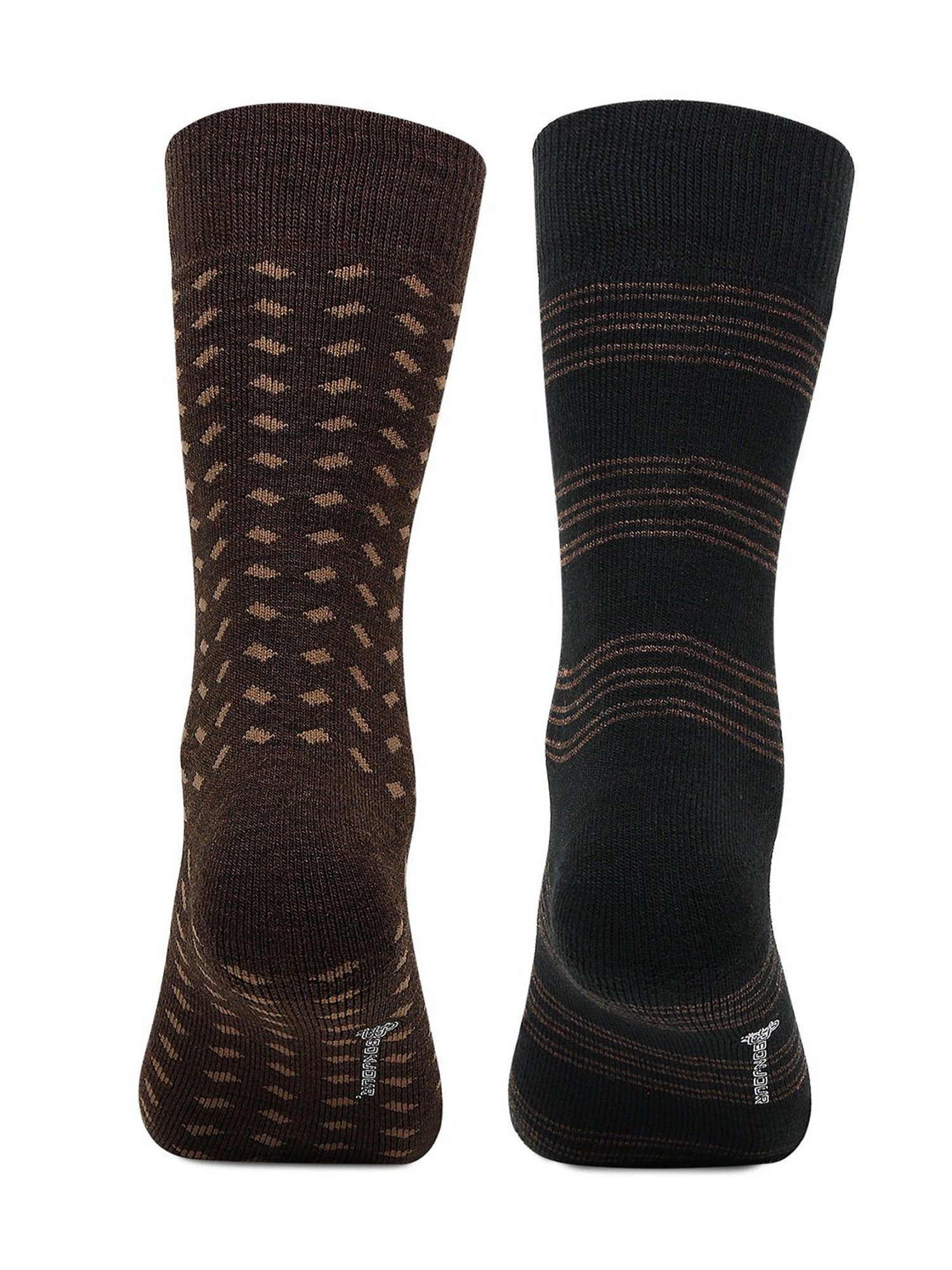 Bonjour Black and Brown Socks (Pack Of 2)
