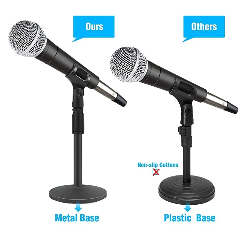 Microphone Stand, Heavy Duty Table Desk Microphone Stand with Non-Slip Metal Base, Adjustable Tabletop Mic Stand for Blue Yeti Snowball Spark & Other Microphone