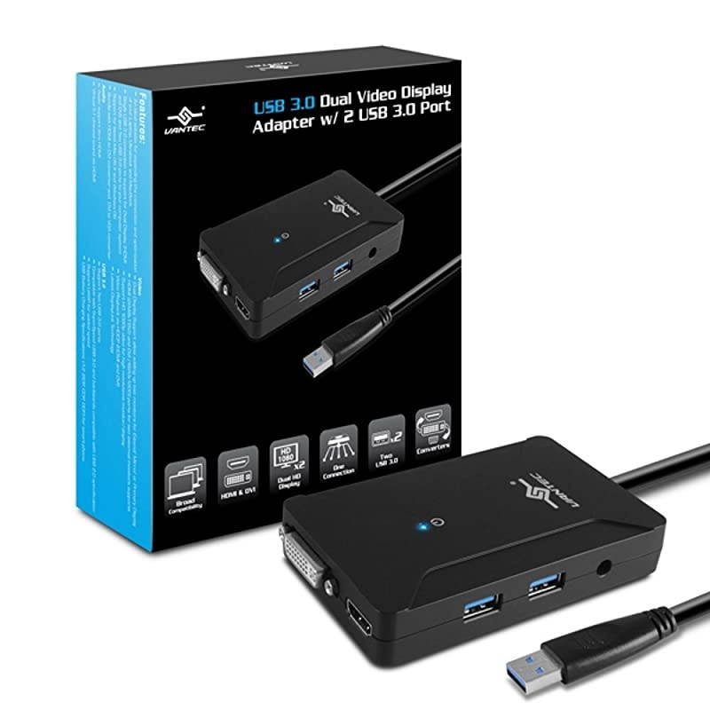 USB 30 Dual Video Display Adapter with 2 USB 30 Port NBV320U3