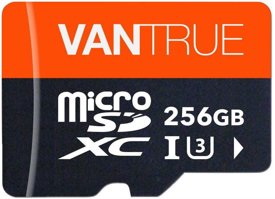 Vantrue 256GB MicroSDXC UHS-I U3 V30 Class 10 4K UHD Video High Speed Transfer Monitoring SD Card with Adapter for Dash Cams, Body Cams, Action Camera, Surveillance & Security Cams