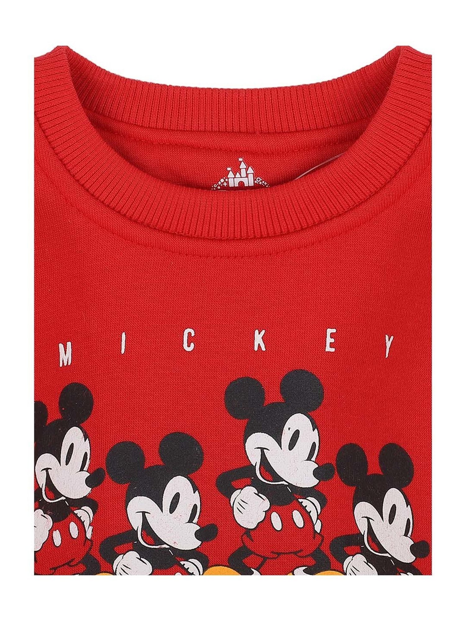 Bodycare Kids Poppy Red Cotton Printed Full Sleeves Mickey & Friends Sweatshirt