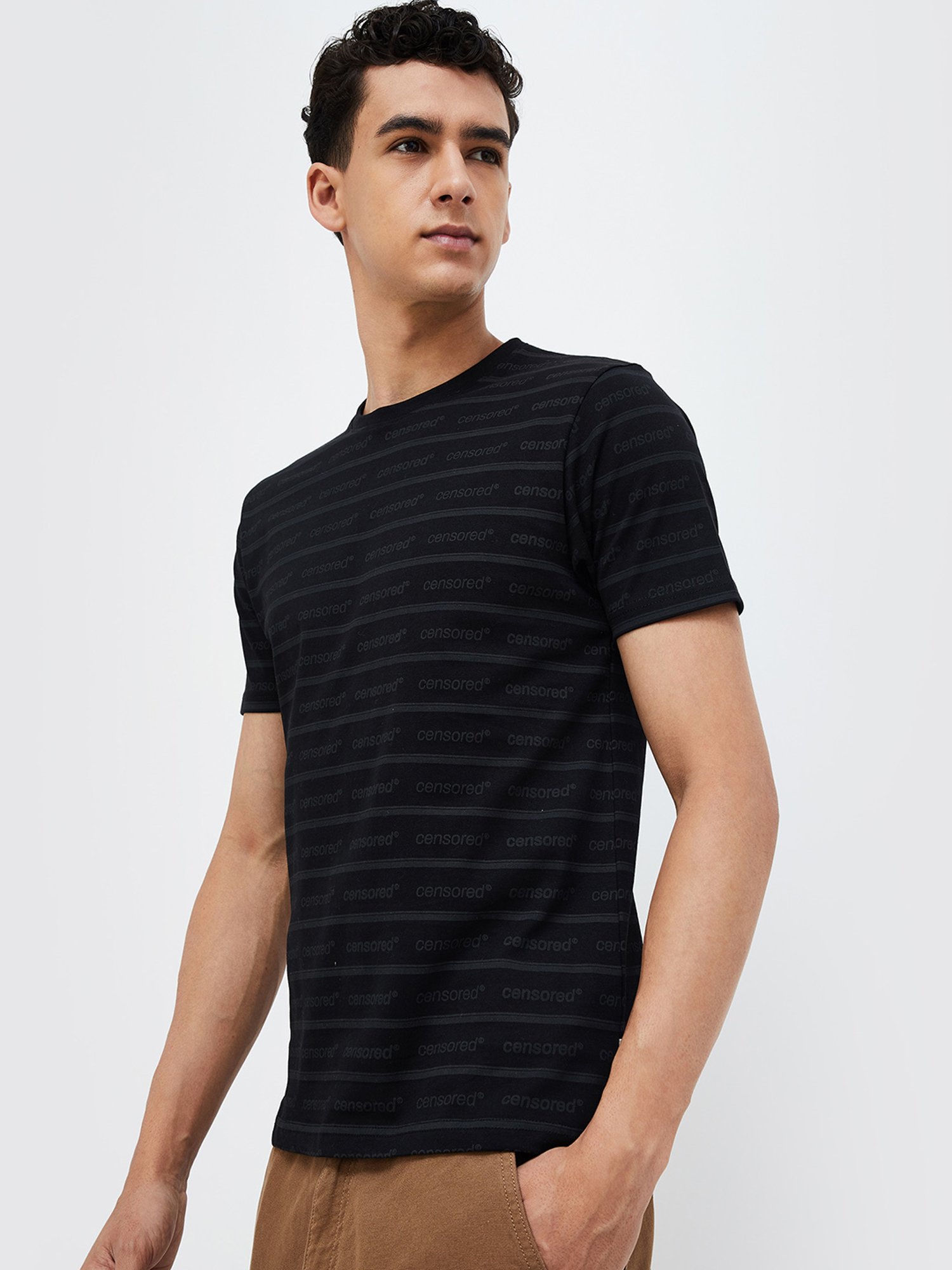 Forca by Lifestyle Black Regular Fit T-Shirt