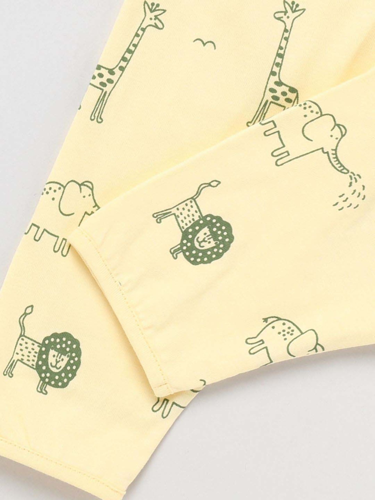 Clt.s Boys Yellow Cotton Printed Full Sleeves Top Set