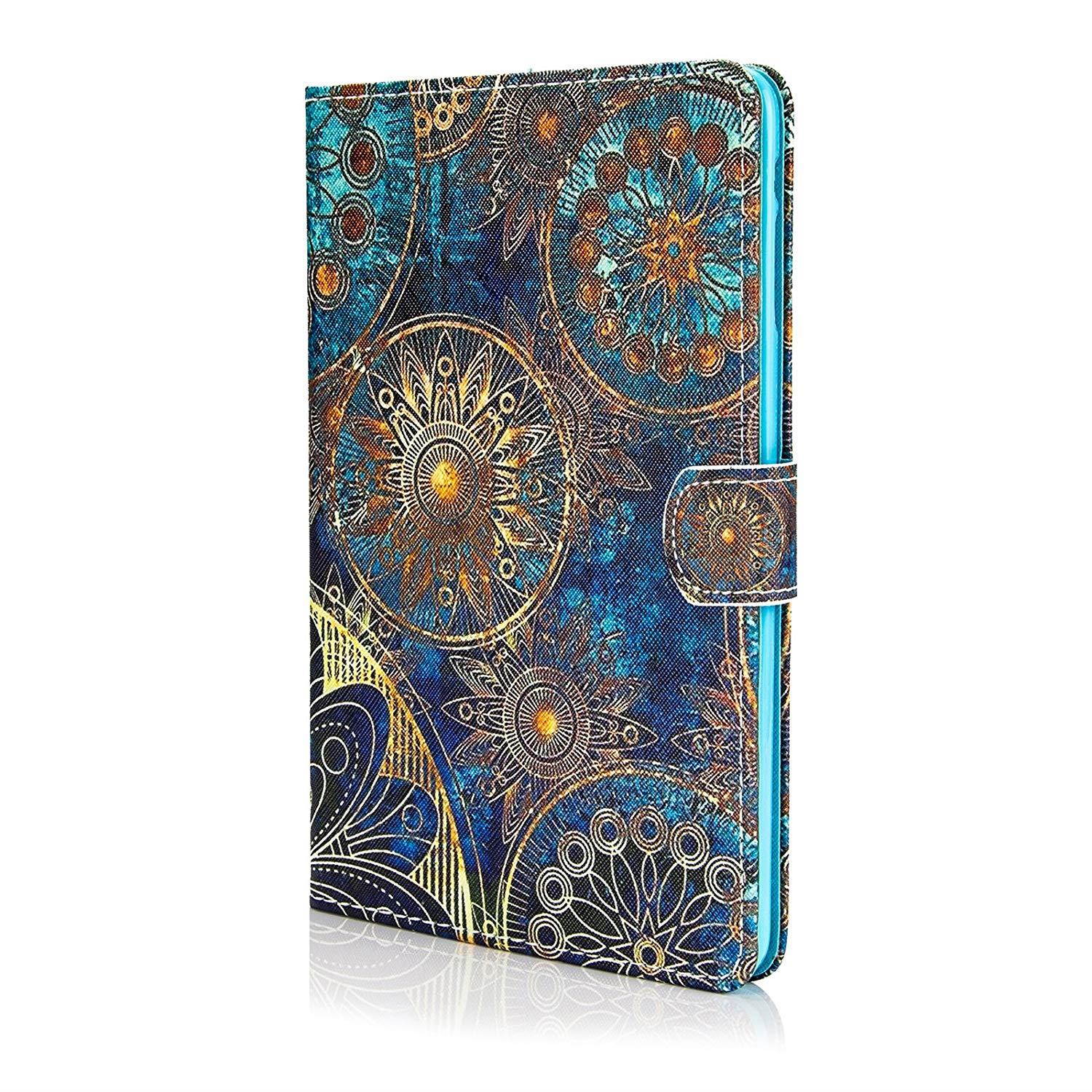iPad Mini 2&3 Case, iPad Mini Case, Dteck(TM) Slim Fit [Stylus Holder] Flip Folio Stand Leather Case with Auto Sleep/Wake Feature Wallet Cover for Apple iPad Mini 1/2/3 (Gold Ring Flower)