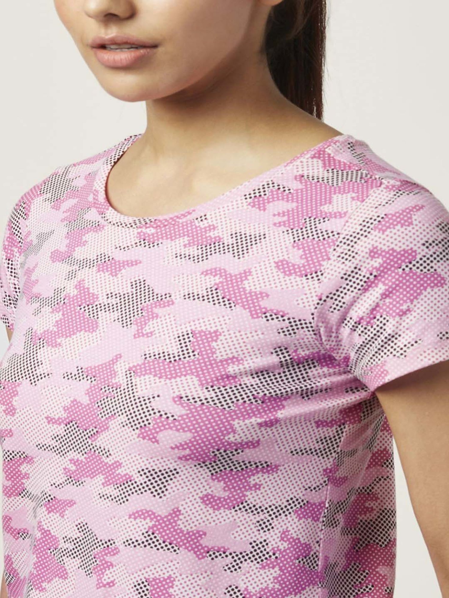 Ajile by Pantaloons Lilac & Pink Cotton Printed Sports T-Shirt