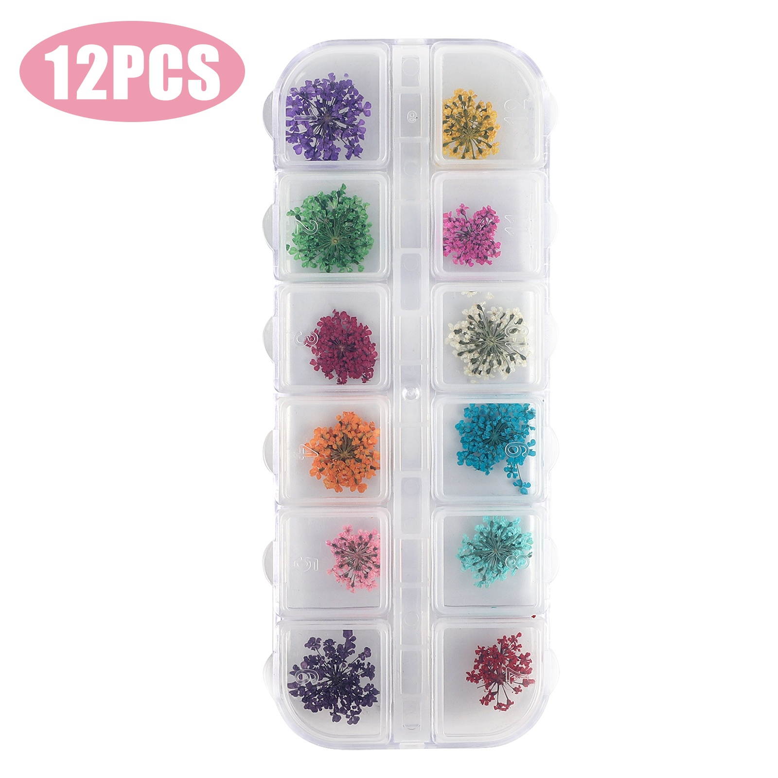 12 Colors Real Dried Flowers 3D Nail Art Decors Design DIY Tips Manicure HOT