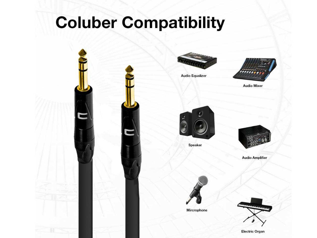 1/4" TRS Male Balanced Cable - Custom Length Color Premium Stereo Connector Cord